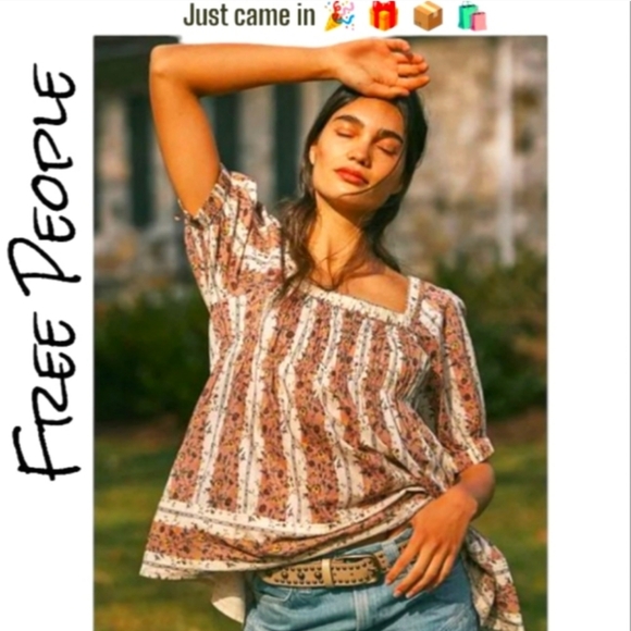 Free People Tops - NWT Free People Women's Vintage Lover Blouse Size Medium Color Ivory Combo 🆕